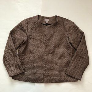 Chico's Womens Jacket Blazer Brown Open Front Size 2 (US 8-10)